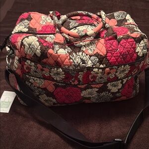 Vera Bradley Floral Quilted Women's Bag - Multicolor - pinks,white,brown,black.